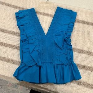 do+be blue ruffle top